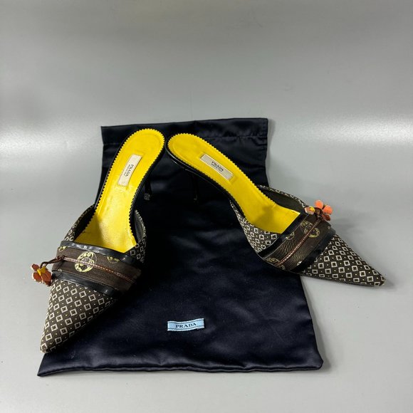 Authentic PRADA Flower Kimono Pointed Mules, Size 37 - Picture 1 of 14